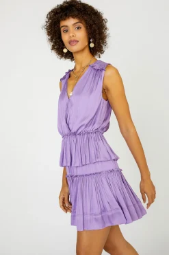 Current Air Ruffled Surplice Mini Dress DUSTYLILAC Best