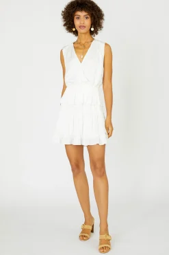 Current Air Ruffled Surplice Mini Dress WHITE Best