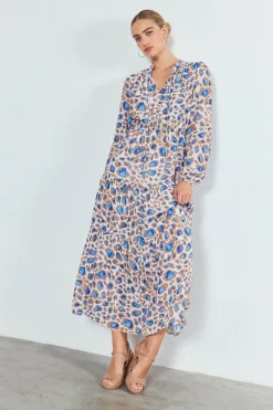 Current Air Sapphire Cenote Print Maxi Dress BLUEMLT Fashion