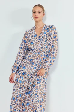 Current Air Sapphire Cenote Print Maxi Dress BLUEMLT Fashion