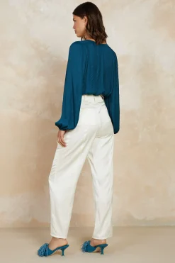 Current Air Satin Straight Leg Pants IVORY Clearance