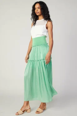 Current Air Satin Weave Maxi Skirt COOLGREEN Hot
