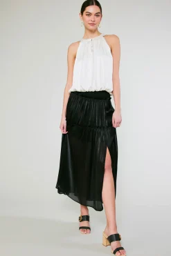 Current Air Satin Weave Maxi Skirt BLACK New