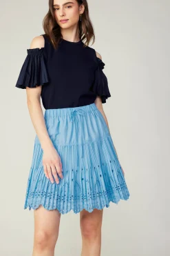 Current Air Scallop Eyelet Skirt BABYBLUE Sale