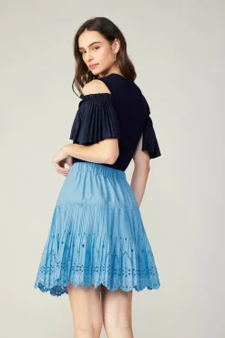 Current Air Scallop Eyelet Skirt BABYBLUE Sale