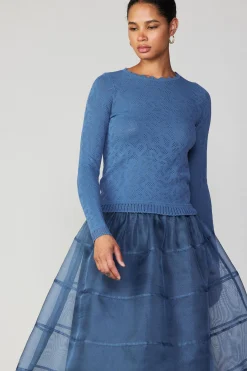 Current Air Scalloped Knit Top AEGEANBLUE Outlet