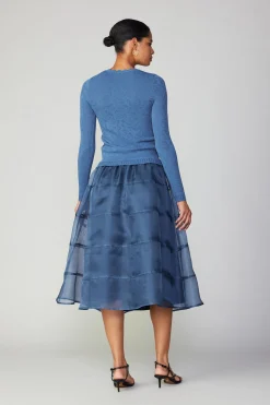 Current Air Scalloped Knit Top AEGEANBLUE Outlet