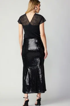 Current Air Sequin Flared Skirt BLACK Best