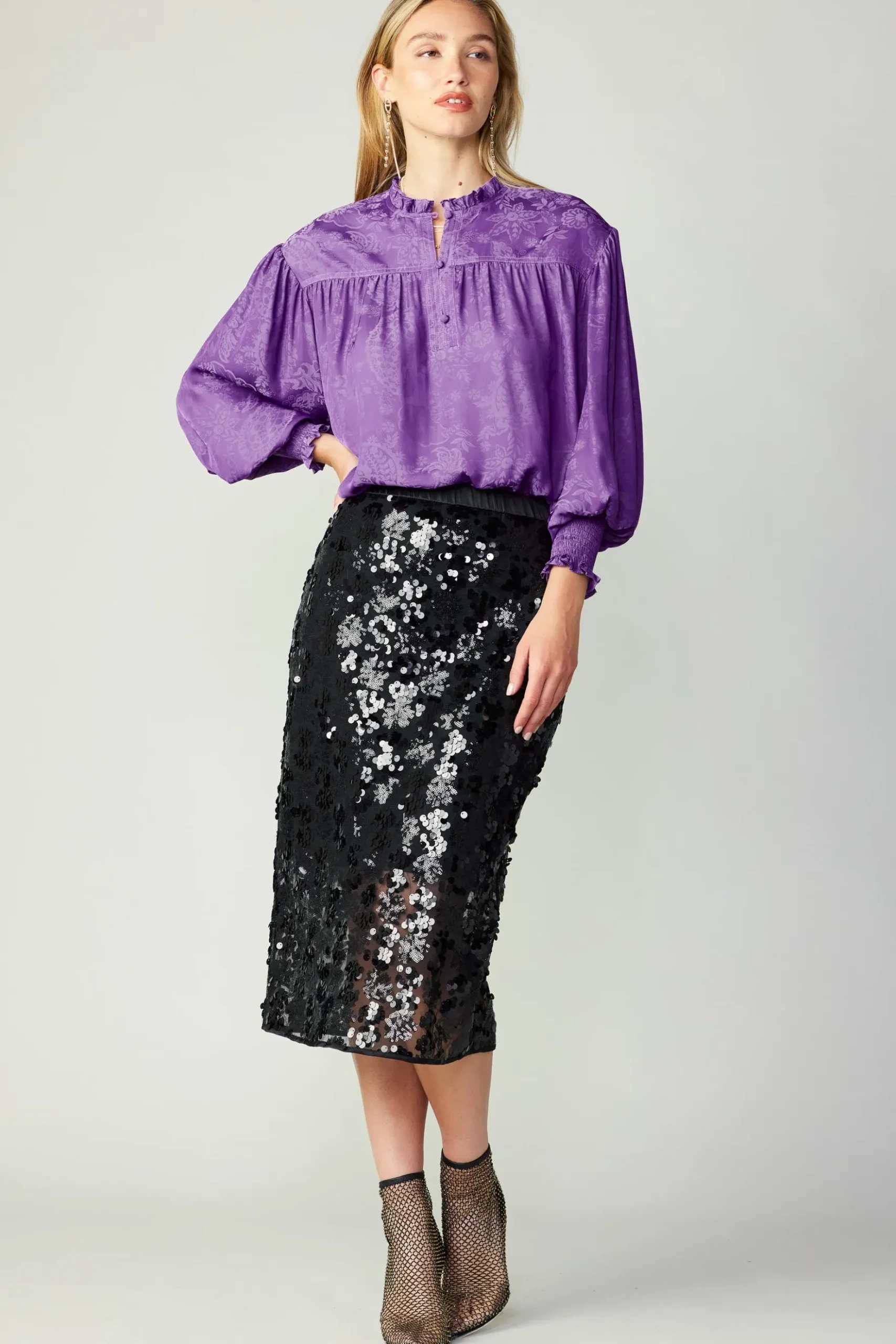 Current Air Sequin Pencil Skirt BLACK Clearance
