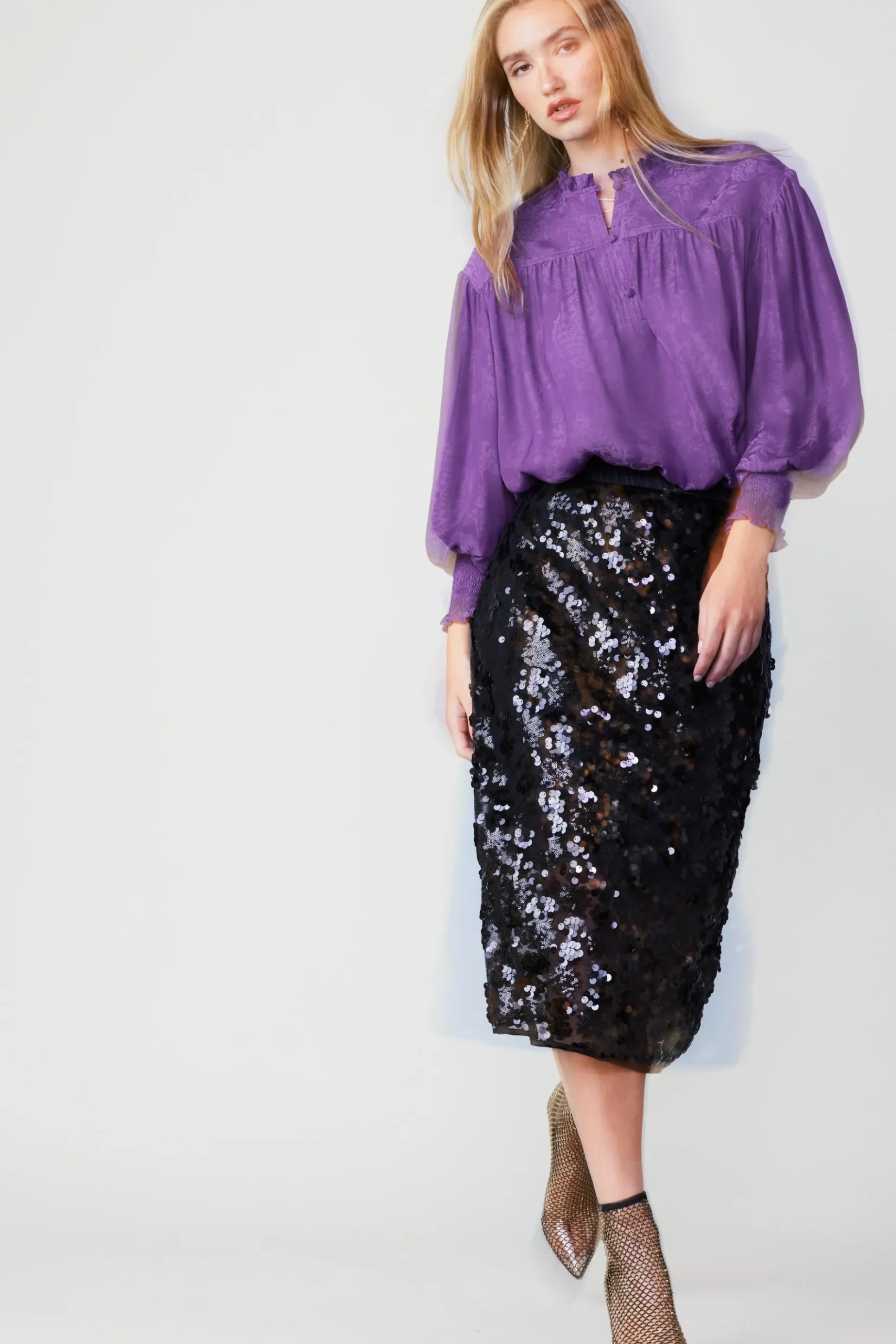 Current Air Sequin Pencil Skirt BLACK Clearance