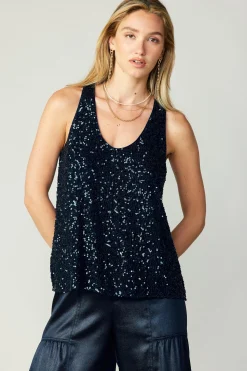 Current Air Sequin Sleeveless Top SAPPHIREBLUE Hot