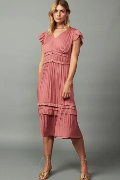 Current Air Sereia Pleated Midi Dress MAUVE Online