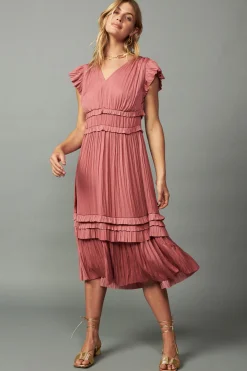 Current Air Sereia Pleated Midi Dress MAUVE Online