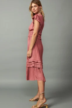 Current Air Sereia Pleated Midi Dress MAUVE Online