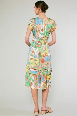 Current Air Sereia Pleated Midi Dress FLORALMLT Discount