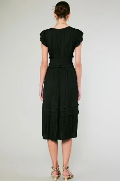 Current Air Sereia Pleated Midi Dress BLACK Best