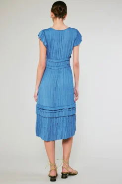 Current Air Sereia Pleated Midi Dress FADEDBLUE New