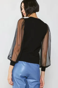 Current Air Sheer Crosshatch Cami-lined Top BLACK New