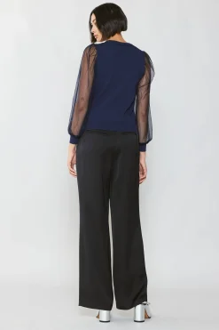 Current Air Sheer Crosshatch Cami-lined Top NAVY Hot