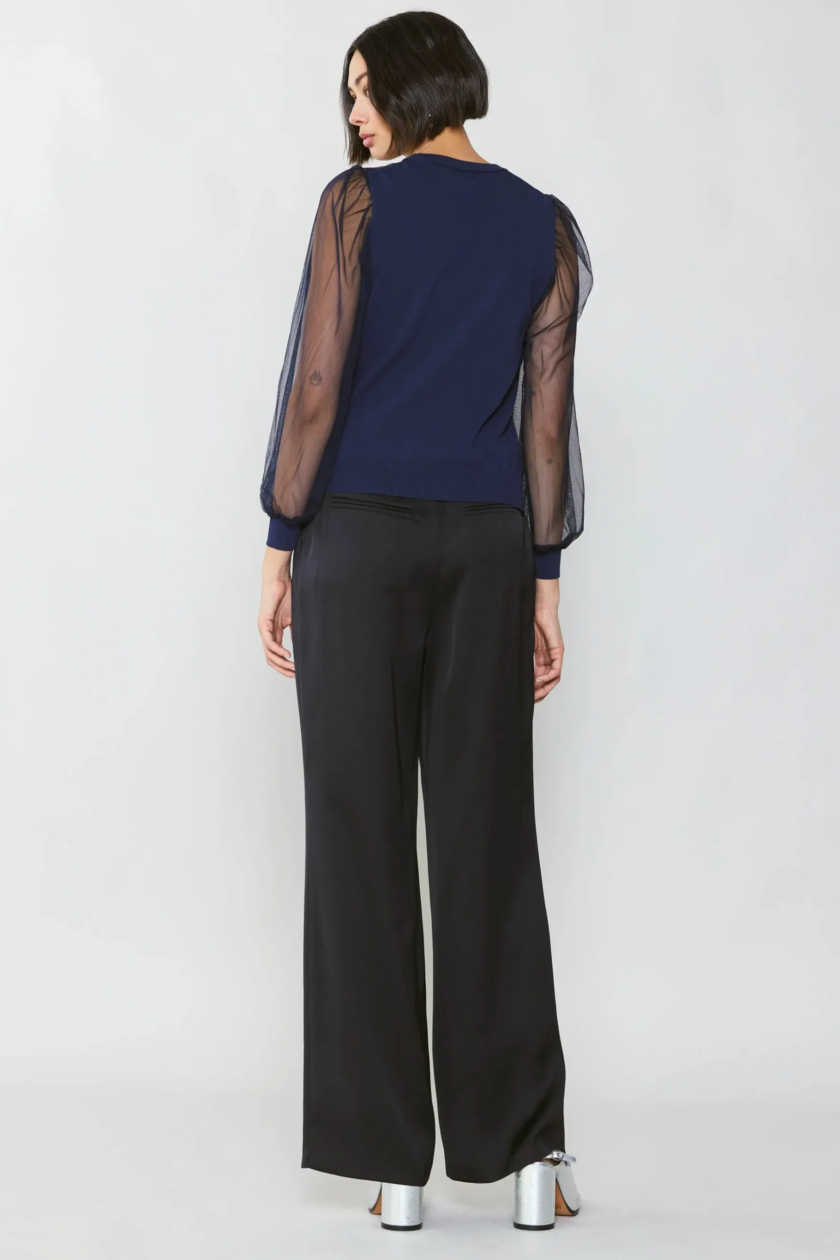 Current Air Sheer Crosshatch Cami-lined Top NAVY Hot