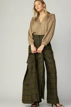 Current Air Shirred Jacquard Blouse BRONZE Online