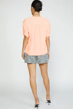 Current Air Shirred Sleeve Blouse NEONPEACH Best