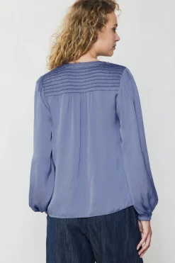 Current Air Shirred Yoke Blouse FLORENTINEBLUE Discount