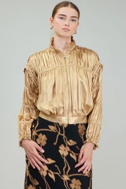 Current Air Shirred Zip Up Jacket GOLD Online