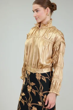 Current Air Shirred Zip Up Jacket GOLD Online