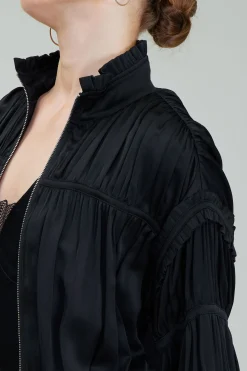 Current Air Shirred Zip Up Jacket BLACK Best