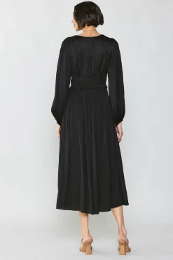 Current Air Sidonie Pleated Maxi Dress BLACK New