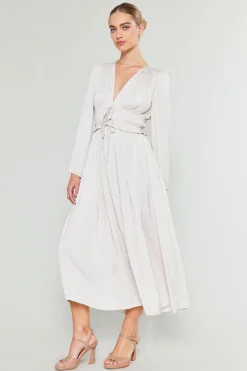 Current Air Sidonie Pleated Maxi Dress ECRU Sale