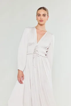 Current Air Sidonie Pleated Maxi Dress ECRU Sale