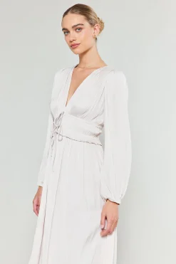 Current Air Sidonie Pleated Maxi Dress ECRU Sale