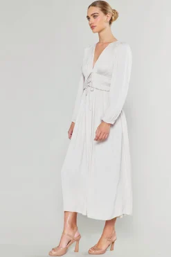 Current Air Sidonie Pleated Maxi Dress ECRU Sale