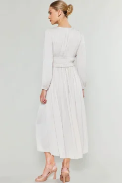 Current Air Sidonie Pleated Maxi Dress ECRU Sale