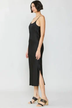 Current Air Silk Bias Midi Dress BLACK Discount
