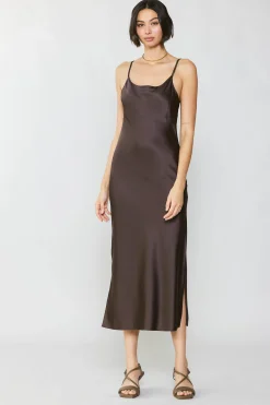 Current Air Silk Bias Midi Dress BROWN Online