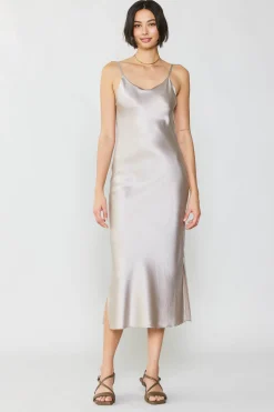 Current Air Silk Bias Midi Dress CHAMPAGNE Discount