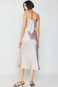 Current Air Silk Bias Midi Dress CHAMPAGNE Discount