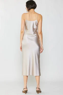 Current Air Silk Bias Midi Dress CHAMPAGNE Discount
