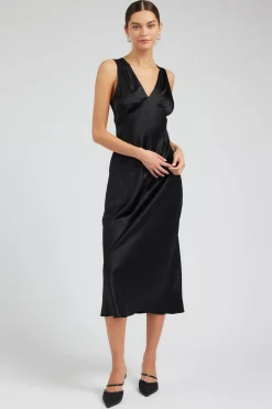 Current Air Silk Sweetheart Maxi Dress BLACK Fashion