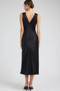 Current Air Silk Sweetheart Maxi Dress BLACK Fashion