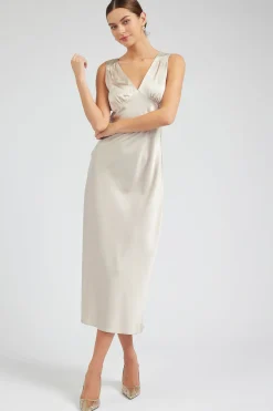 Current Air Silk Sweetheart Maxi Dress CHAMPAGNE Sale