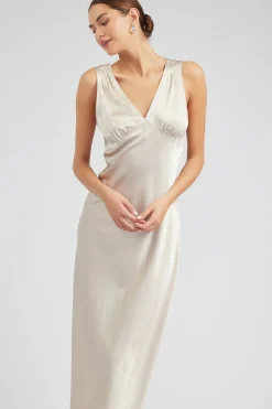Current Air Silk Sweetheart Maxi Dress CHAMPAGNE Sale