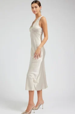 Current Air Silk Sweetheart Maxi Dress CHAMPAGNE Sale