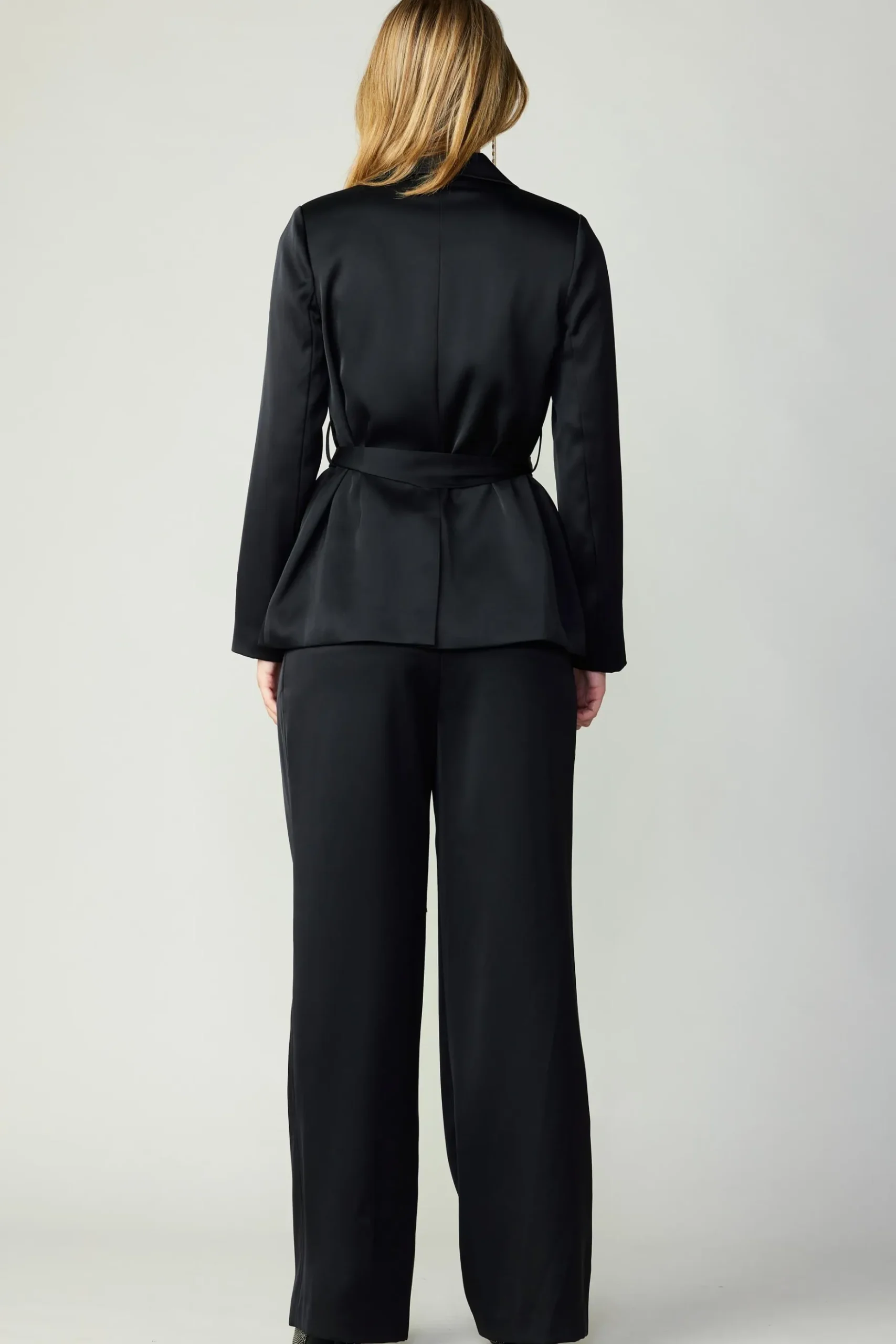 Current Air Silky Belted Blazer BLACK Outlet