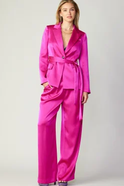 Current Air Silky Belted Blazer FUCHSIA New