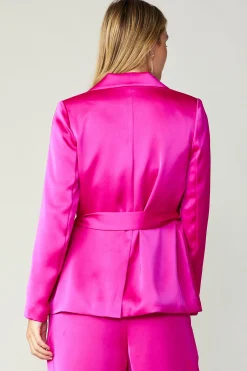 Current Air Silky Belted Blazer FUCHSIA New