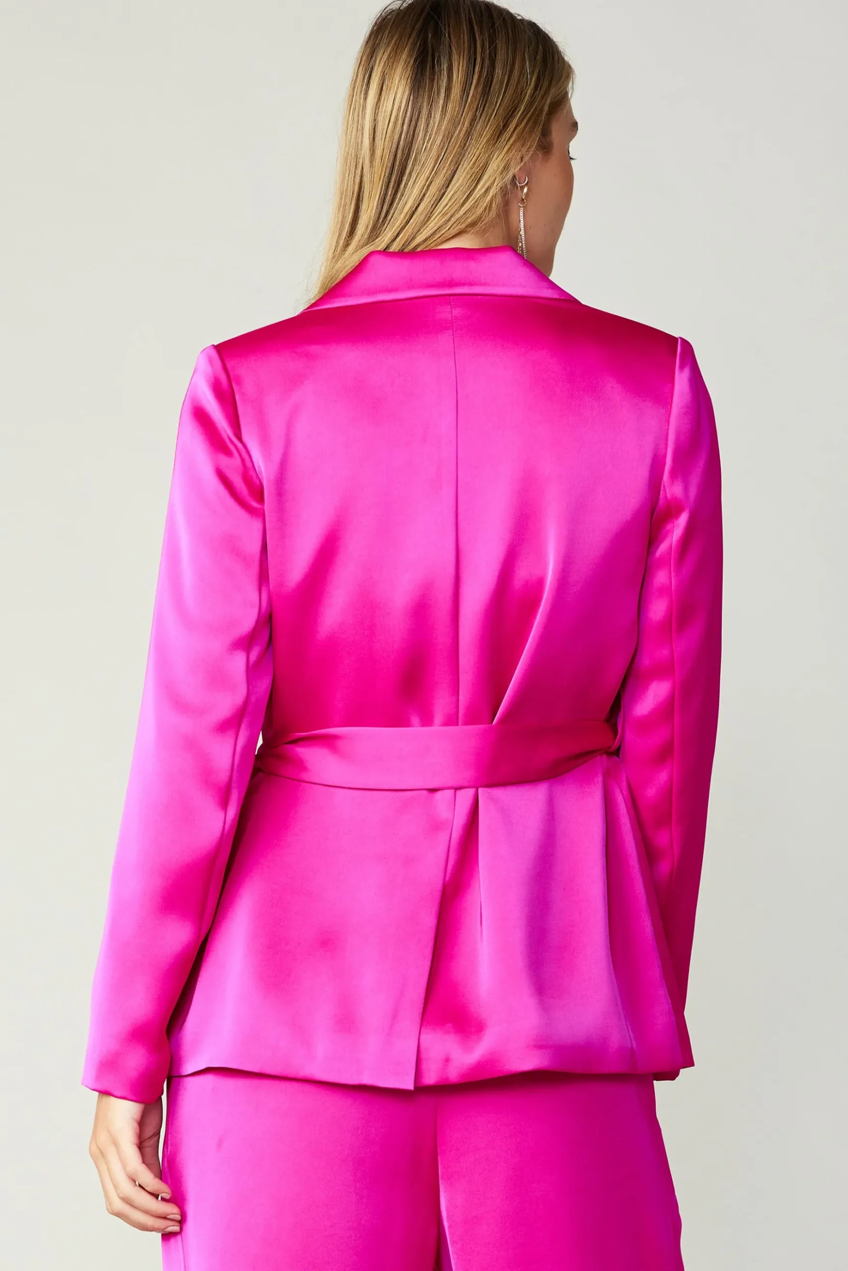 Current Air Silky Belted Blazer FUCHSIA New